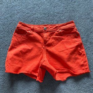 INC International Concepts Women's Orange Curvy Fit Denim Shorts Size 8